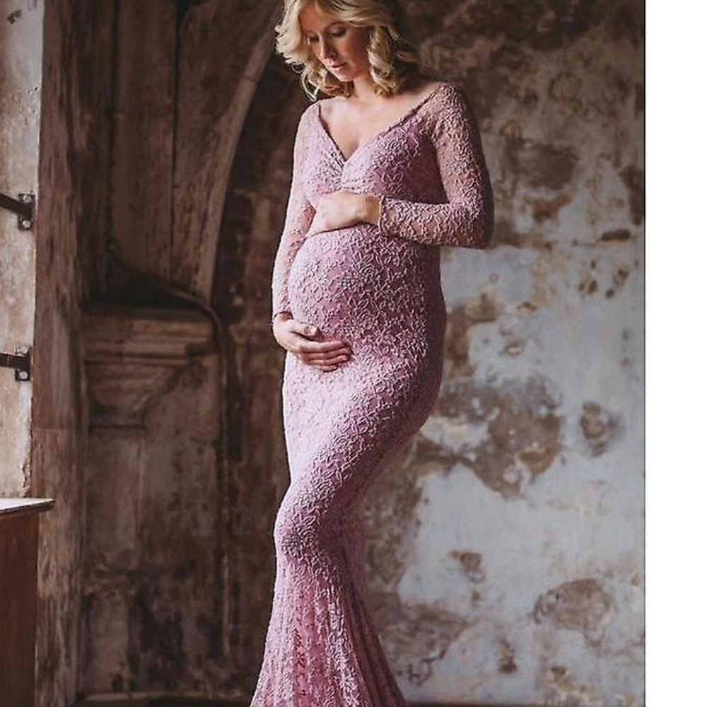 New, Long Sleeve Pregnancy Wear Maternity Wear Maxi Photoshoot Dress